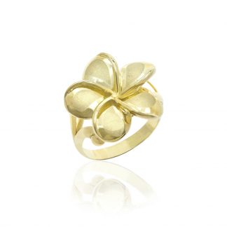 Queen Plumeria Basket Ring in 14K Yellow Gold, 19mm flower