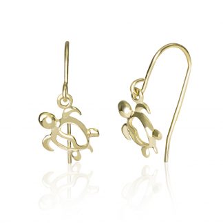 Turtle Fishhook Gold Earrings