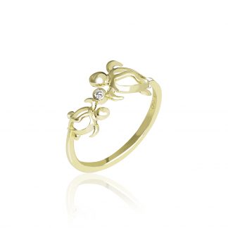 Gold Turtle Ring with Diamond
