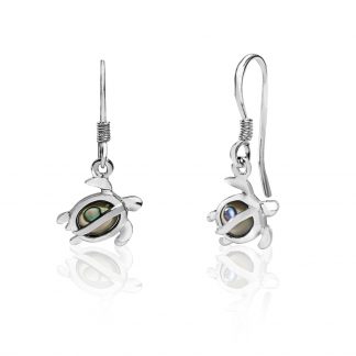 Turtle Sterling Silver Hook Earrings with Abalone