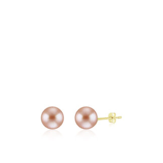Freshwater Pink Pearl Stud Earrings 8mm