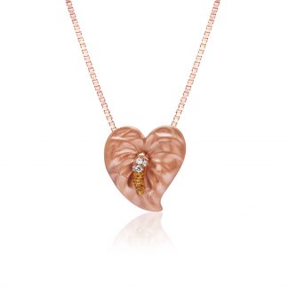 Anthurium Rose Gold Diamond Citrine Pendant