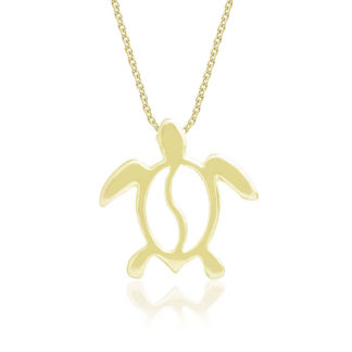 Curved Honu Petro Pendant in Yellow Gold 16mm