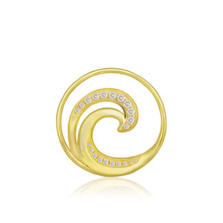 Lustrous Diamond Wave Pendant Yellow Gold 20mm