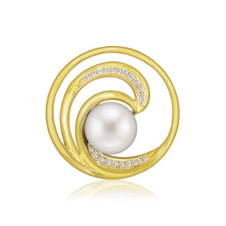 Diamond Pearl Wave Pendant 24mm