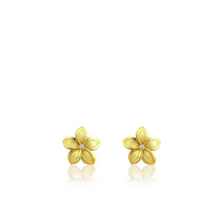 Queen Plumeria Diamond Stud Earrings 9mm