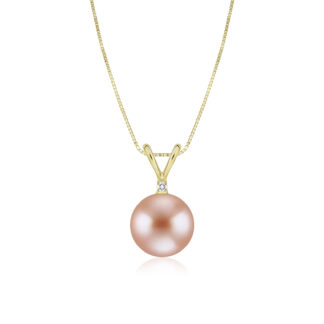 Freshwater Pink Pearl Rabbit Bail Diamond Pendant 10mm