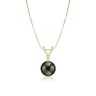 Tahitian Black Pearl Rabbit Bail Diamond Pendant 11mm