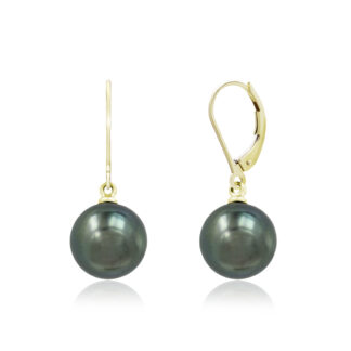 Tahitian Black Pearl Leverback Earrings 12mm