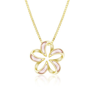 Plumeria Contour Mother of Pearl Pendant 18mm