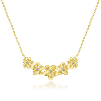 Five-Plumeria Diamond Necklace with Cable Chain