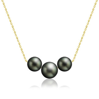 Three Tahitian Black Pearl Floater Necklace